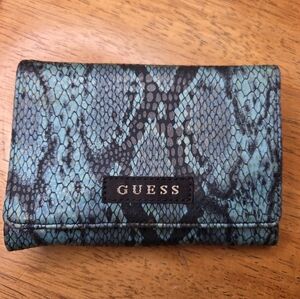 Guess Vintage Wallet Womens Teal Black Animal Print